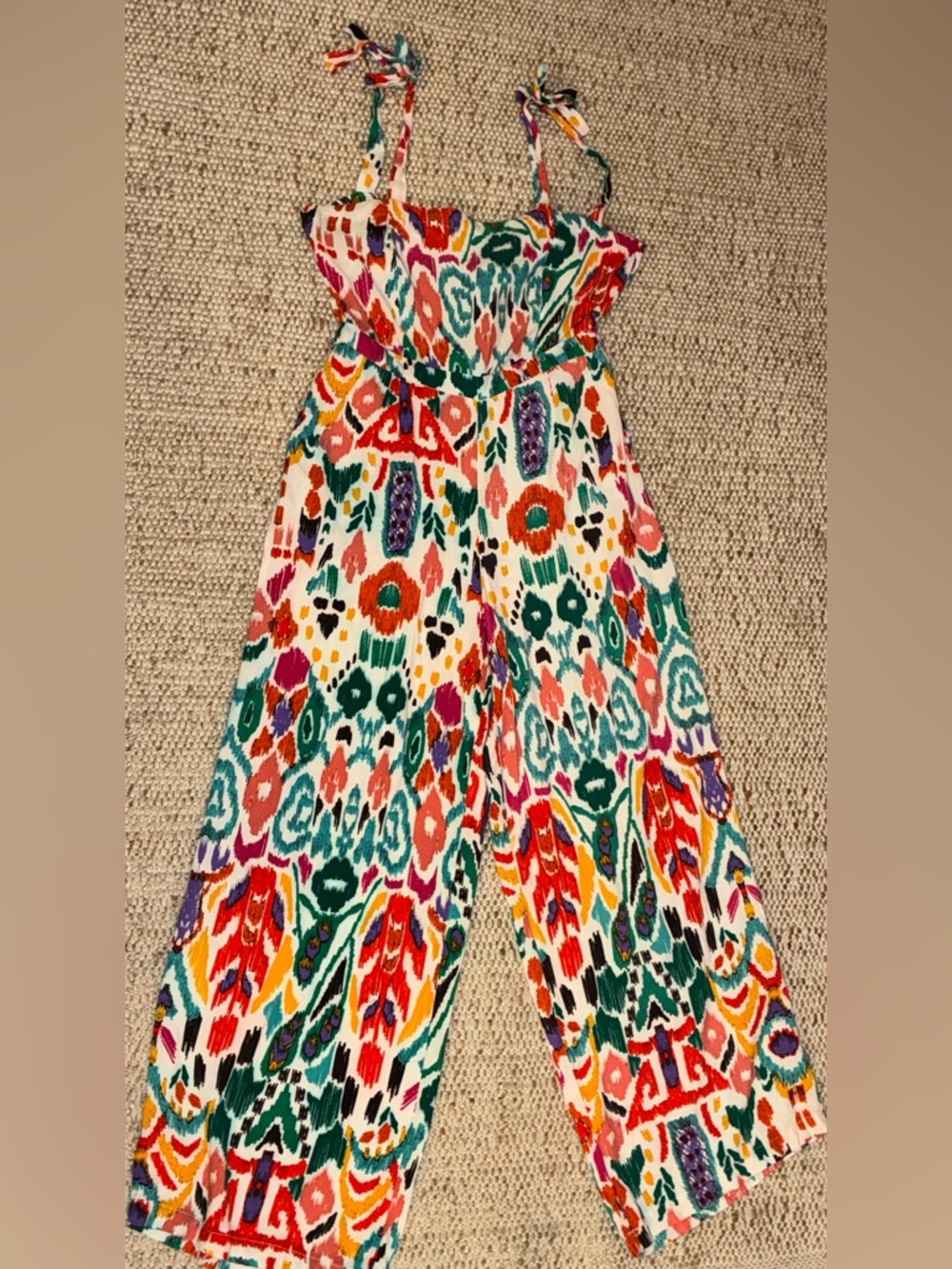 Christian Siriano Jumpsuit Wide Leg Boho Statement Bright Summer Vacation Flowy